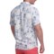 146PT_2 Natural Blue Printed Linen Shirt - Short Sleeve (For Men)
