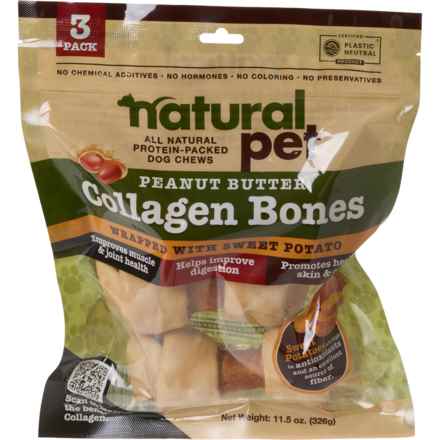 Natural Pet Collagen Bones Dog Chew Treats - 3-Count in Sweet Potato