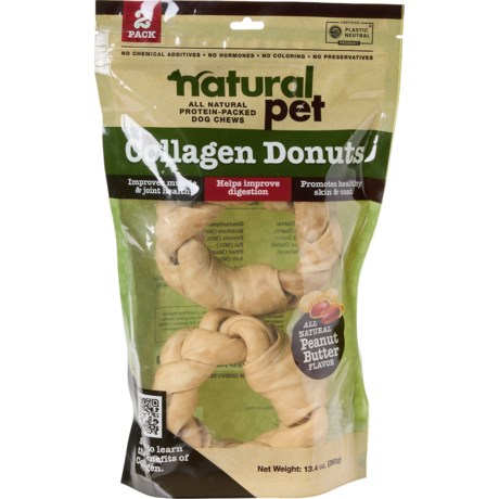 Natural Pet Collagen Braided Donut Dog Chews - 2-Count in Multi