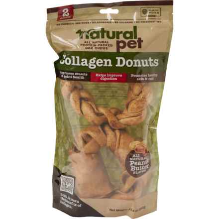 Natural Pet Collagen Braided Donut Dog Chews - 2-Count in Peanut Butter