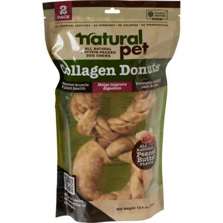 Natural Pet Collagen Braided Donut Dog Chews - 2-Count in Peanut Butter