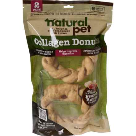 Natural Pet Collagen Braided Donut Dog Chews - 2-Count in Peanut Butter