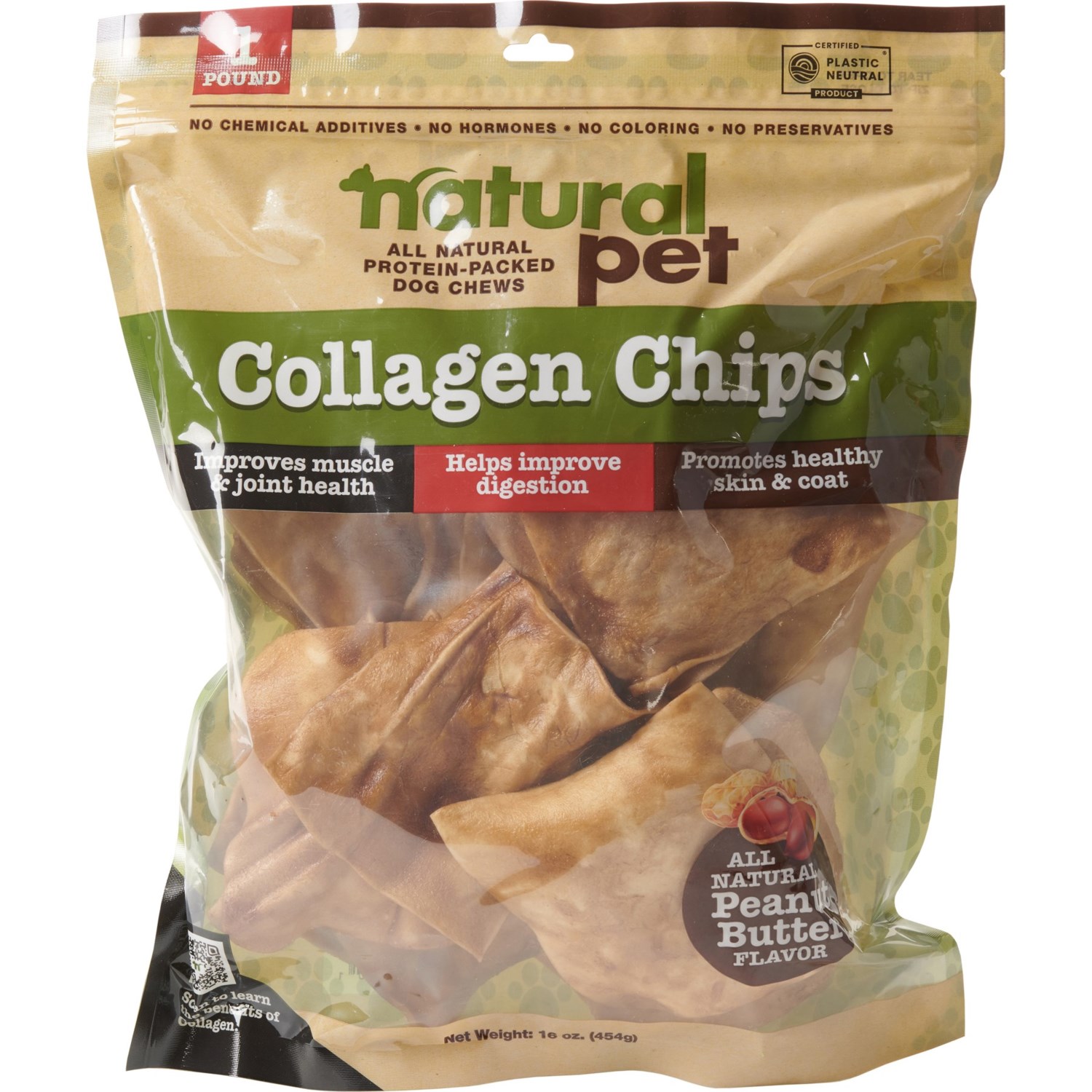 Natural Pet Collagen Chips Dog Treats 16 oz., Peanut Butter Flavor