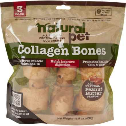 Natural Pet Collagen Dog Bones - 3-Count in Peanut Butter - Closeouts