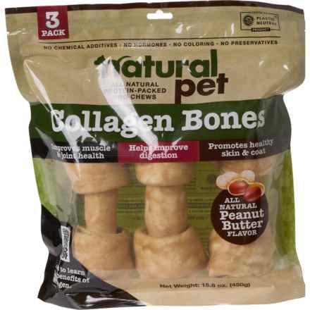 Natural Pet Collagen Dog Bones - 3-Count in Peanut Butter