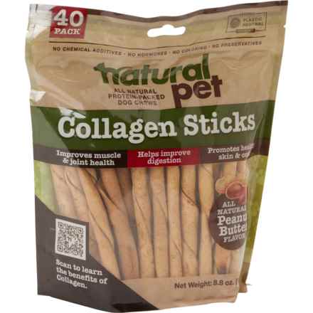 Natural Pet Collagen Dog Chew Sticks - 40-Count in Peanut Butter - Closeouts