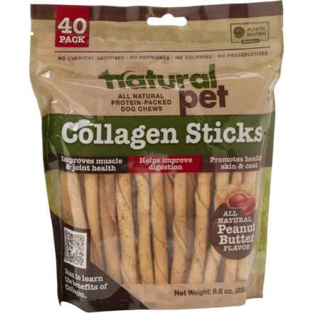 Natural Pet Collagen Dog Chew Sticks - 40-Count in Peanut Butter - Closeouts