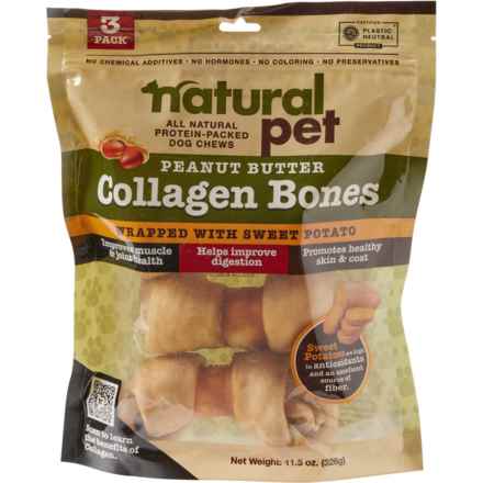 Natural Pet Sweet Potato Collagen Bones Dog Chew Treats - 3-Count in Collagen/Sweet Potato