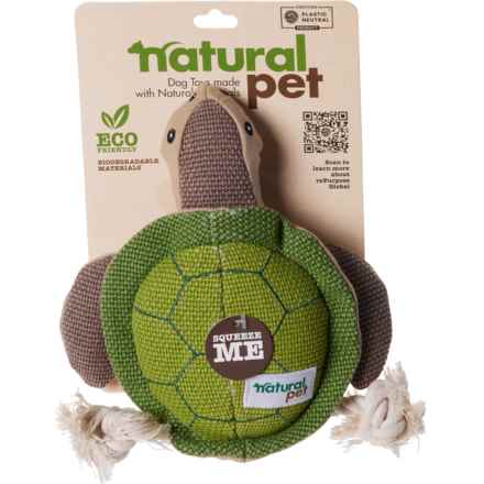 Natural Pet Turtle Canvas and Rope Dog Toy - 11”, Squeaker in Turtle