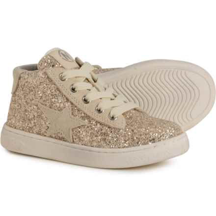 Naturino Boys and Girls Pinn High Top Sneakers in Glitter Platinum