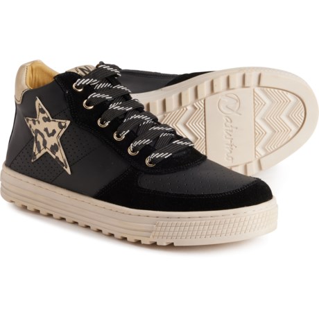 Naturino Girls Hess High Zip Sneakers  - Leather in Black/White
