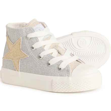 Naturino Girls Ylfas Star High-Top Sneakers in Silver-Lilac