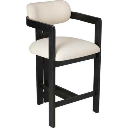 Nautica Ashley Center Block Wood Bar Stool in Cream
