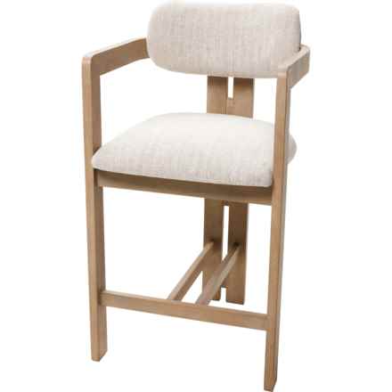 Ashley Cream Curved Counter Stool - 21.3x20x37” in White Washed