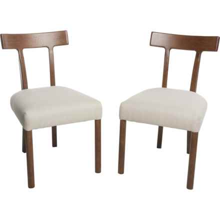 Dining Chairs With Upholstered Seats - Set of 2 in Natural/Cream