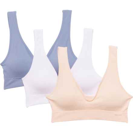 Nautica Mixed Rib Seamless Lounge Bralette - 3-Pack in Tempest Blue/White/Pale Peach