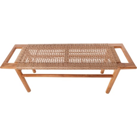 Nautica Natural Rope Wooden Bench - 19x51x16”