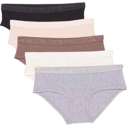 Nautica Organic Cotton Panties - 5-Pack, Hipster in Medium Heather Grey/Pastel Parchment/Earth Stone/P