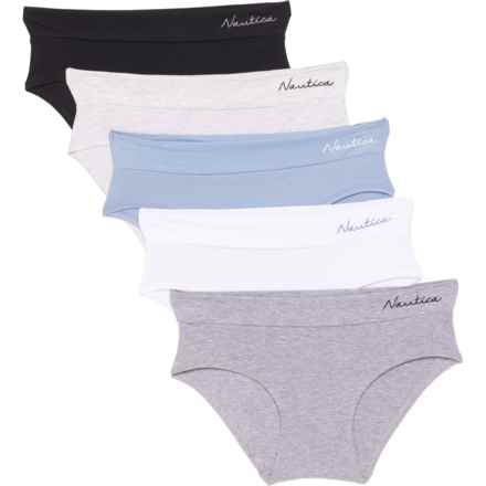 Nautica Organic Cotton Panties - 5-Pack, Hipster in Medium Heather Grey/White/Stonewash/Bleached Light