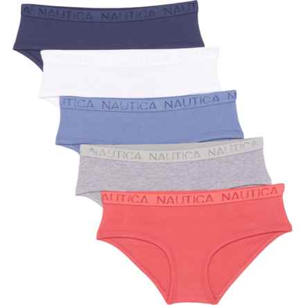 Nautica Organic Cotton Panties - 5-Pack, Hipster in Nocturnal Navy/Medium Heather Grey/Organic Red/Whi