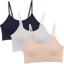 Nautica Seamless Ribbed Bralettes - 3-Pack in Grey/Barely There/Navy