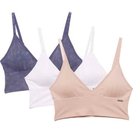 Nautica Stonewashed Ribbed Seamless Lounge Bra - 3-Pack in Washed Nightshadow Blue/Ondine Blush/White