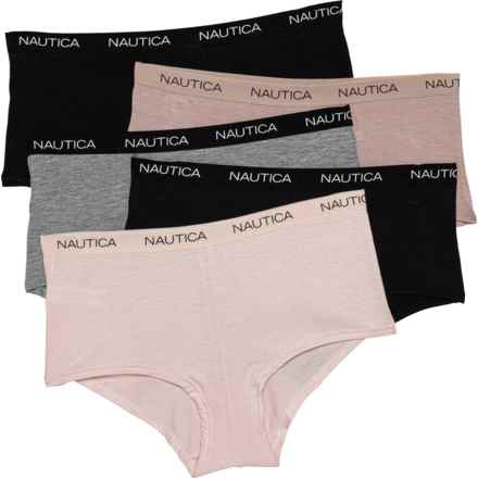 Nautica Super Soft Panties - 5-Pack, Boyshort in Black/Soft Taupe/Grey/Blushed Ice/Black