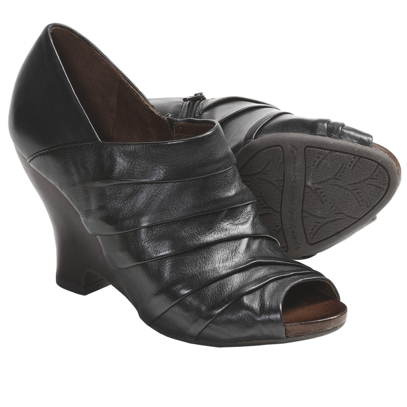 Naya Genesis Wedge Shoes   Leather (For Women) in Black   Closeouts