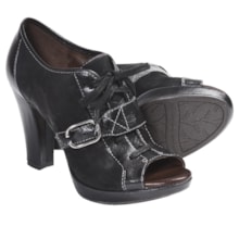 Naya Kasha Leather Pumps - Peep Toe (For Women) in Black - Closeouts