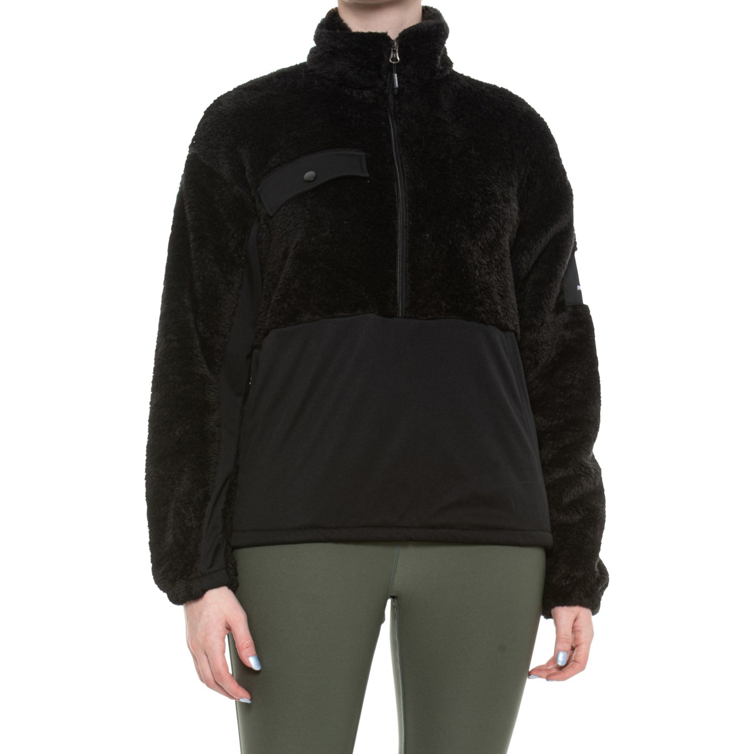 New Balance Mixed Media Pile Faux-Fur Jacket - Zip Neck (For Women)