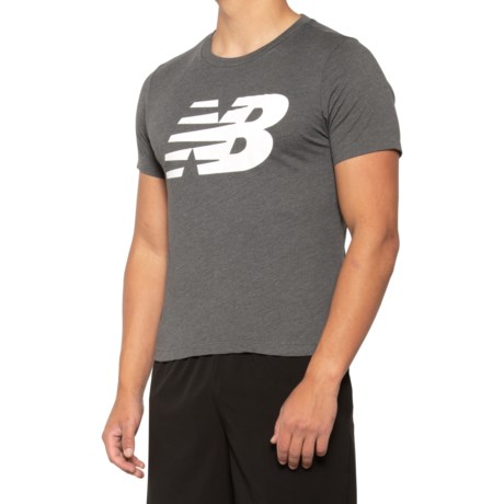 New Balance Stacked Logo Graphic Short Sleeve Mens T-Shirt (Various Sizes in Heather Charcoal)