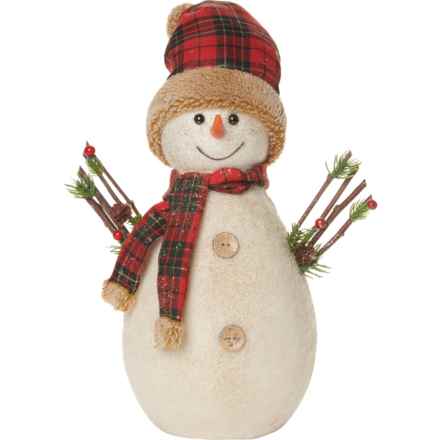 New Star Snowman Plush Decoration - 18.5” in Cream/Red