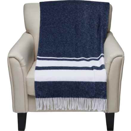 Newplaids Made in Portugal Glen Striped Throw Blanket - 50x67” in Navy/White - Closeouts