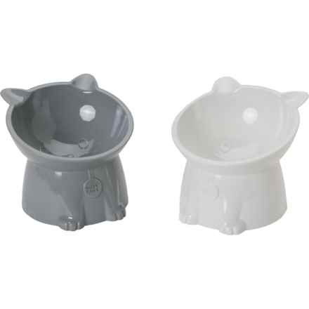 Nice Paws Recycled Plastic Cat Bowls - 2-Piece in Multi