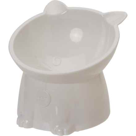 Nice Paws Tilted Elevated Cat Bowl - 5” in White