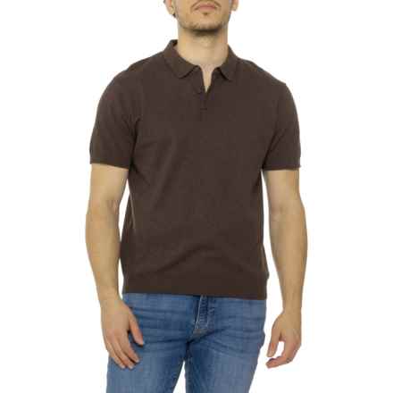 NICKEL & IRON Solid Sweater-Knit Polo Shirt - Short Sleeve in Dark Chocolate