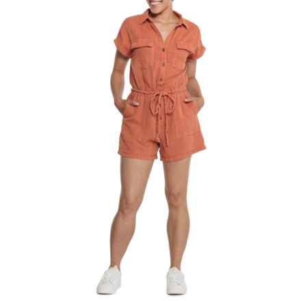 Nicole Miller Home Braided Rope Tie Romper - Short Sleeve in Ginger Spice - Closeouts