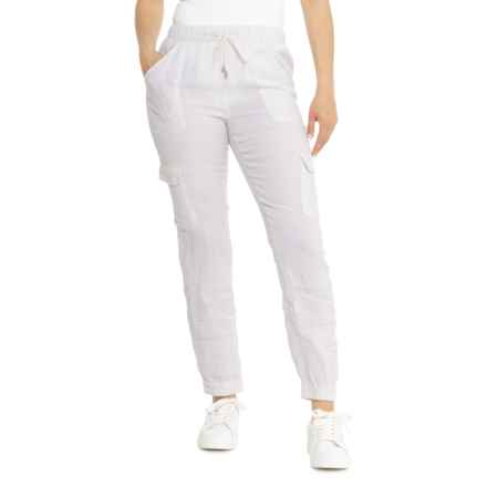 Nicole Miller New York Cargo Pocket Joggers - Linen in Pumice Stone