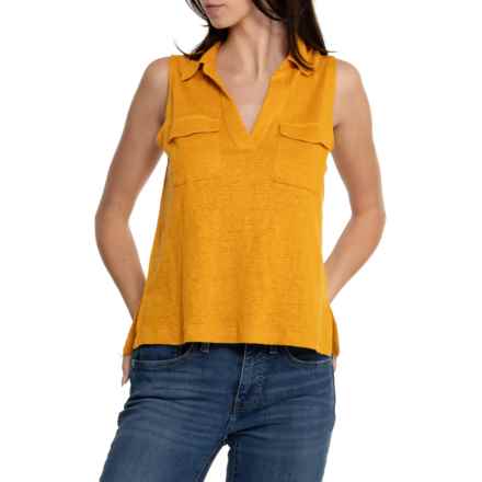 Nicole Miller New York Dolman Shirt - Linen, Sleeveless in Golden Yellow