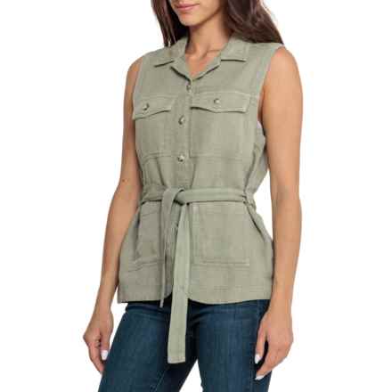 Nicole Miller New York Utility Vest - Linen in Seagrass Pd