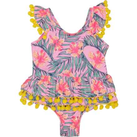 NICOLE MILLER SWIM Infant Girls Pompom One-Piece Swimsuit - UPF 50+ in Multi