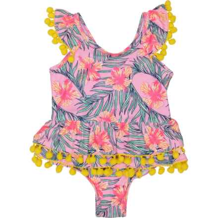 NICOLE MILLER SWIM Toddler Girls Pompom One-Piece Swimsuit - UPF 50+ in Multi