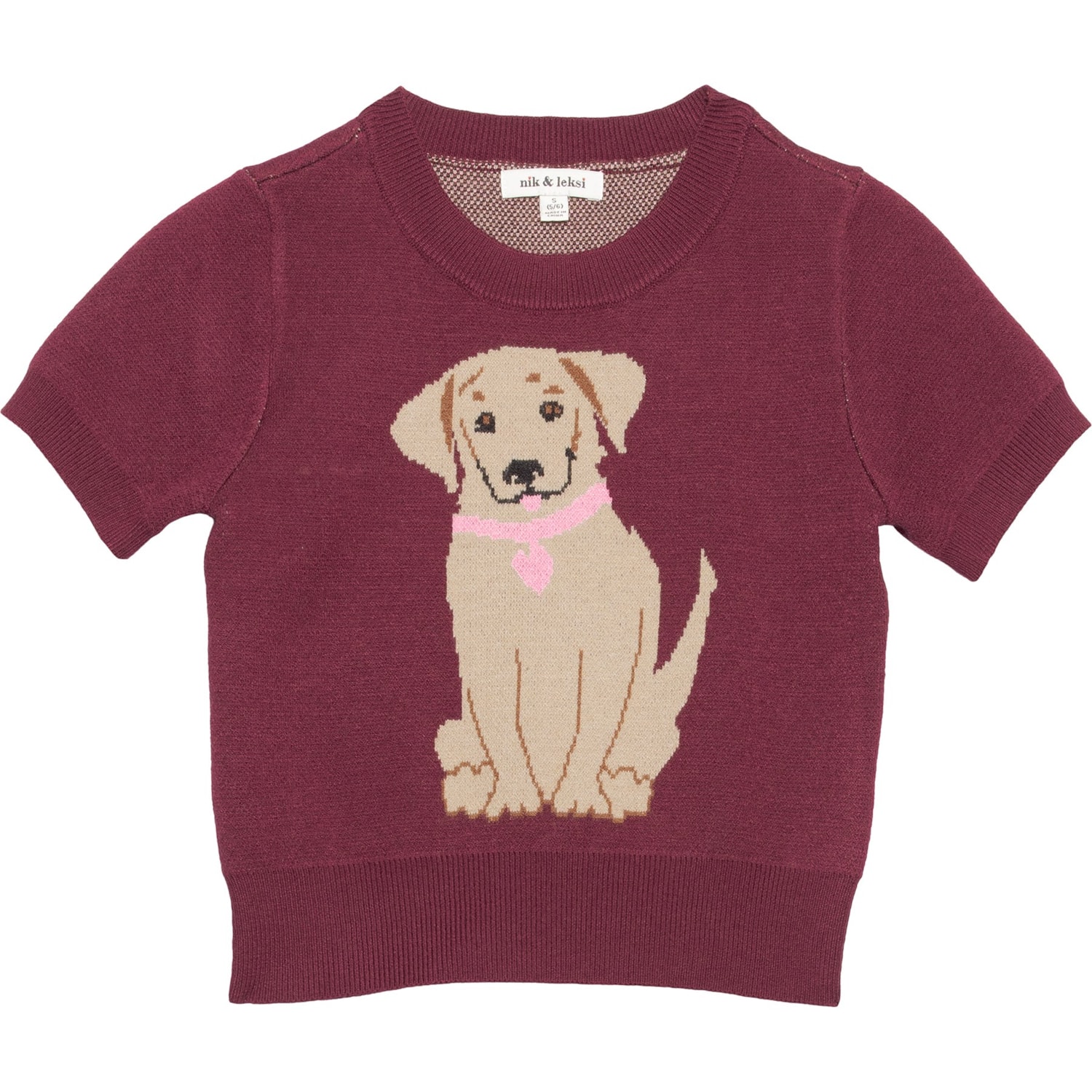 NIK & LEKSI Big Girls Dog Pullover Sweater - Short Sleeve - Save 50%