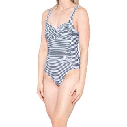 Nip Tuck Swim Joanne Sorrento Stripe One-Piece Swimsuit in Navy - Closeouts
