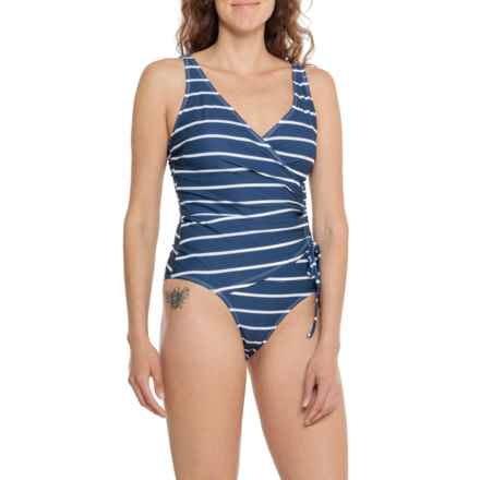 NIPTUCK Amanda Portofino Stripe Print One-Piece Swimsuit in Navy