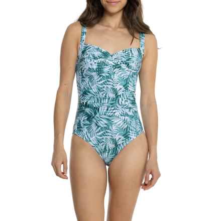 NIPTUCK Joanne Venetian Palm Print One-Piece Swimsuit in Teal