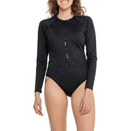 NIPTUCK Una Solid Paddlesuit - UPF 50+, Long Sleeve in Black