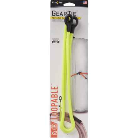 Nite Ize Gear Tie Loopable Rubber Twist Tie - 24”, Pair in Neon Yelloww