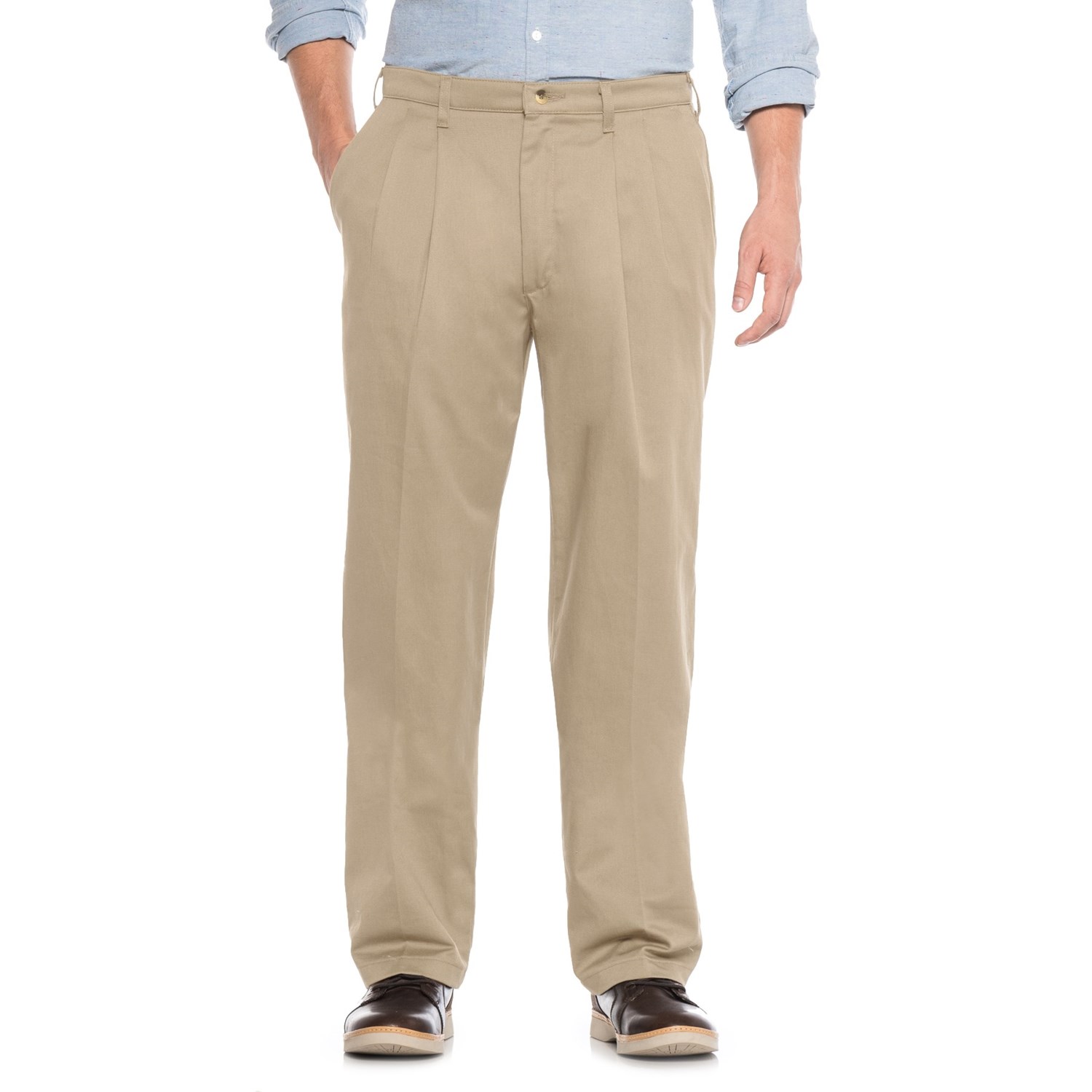 No-Iron Cotton Twill Pants (For Men) - Save 48%