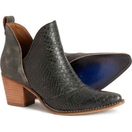 Nocona Micki Snake Print Snip Toe Booties - Leather, 7” (For Women) in Black